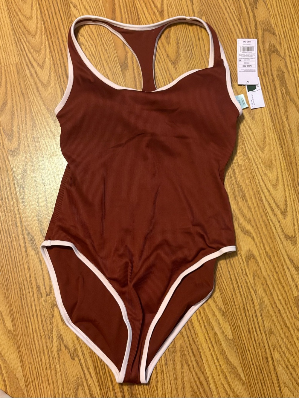 Wild Fable Burgundy One-Piece swimsuit with Pink Trim